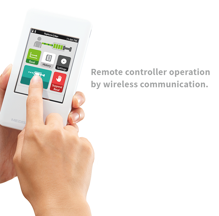 Remote controller operation by wireless communication.